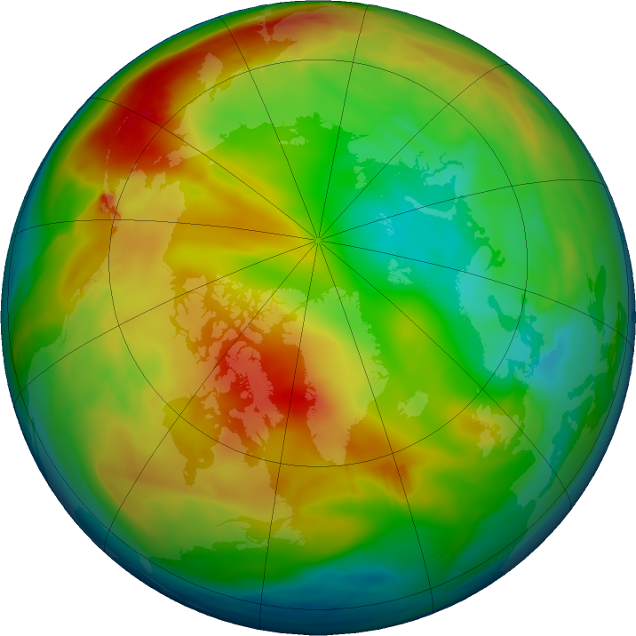 Arctic ozone map for 31 December 2023